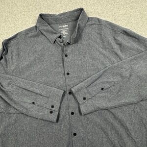 0.1 Algo Performance Dress Blue Mini Check Shirt Mens 3XL UPF 40+ Quick Dry‎